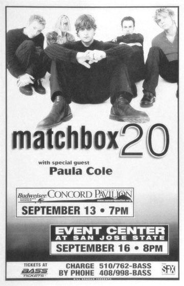 A 1998 concert poster for Matchbox 20 and Paula Cole, kept for twenty-six years.